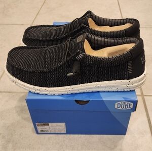 Hey Dude Men's Black Knit Loafers Size 11